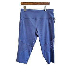 Victoria Sport Knockout Crop Leggings Periwinkle Blue Mesh Details Size Large